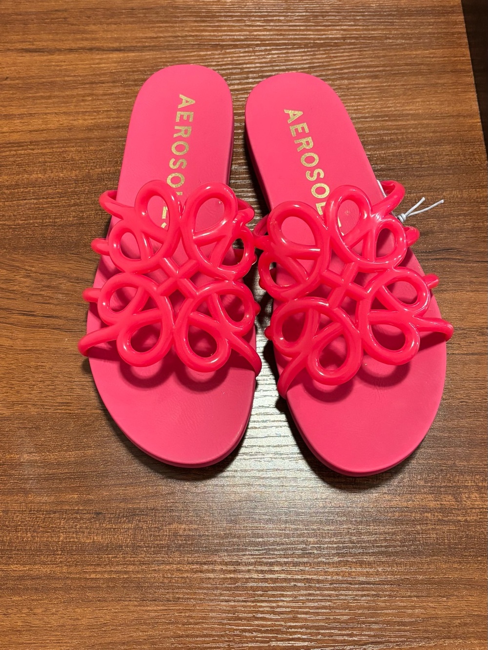 AEROSOLES Hot Pink Decorative Slide Sandals